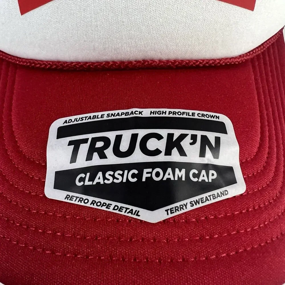 Budweiser Printed Foam Trucker Hat Red/White/Blue Colorway Mesh Back Rope Cap